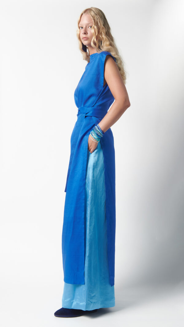Abito Kimono blu zaffiro lungo - immagine 2