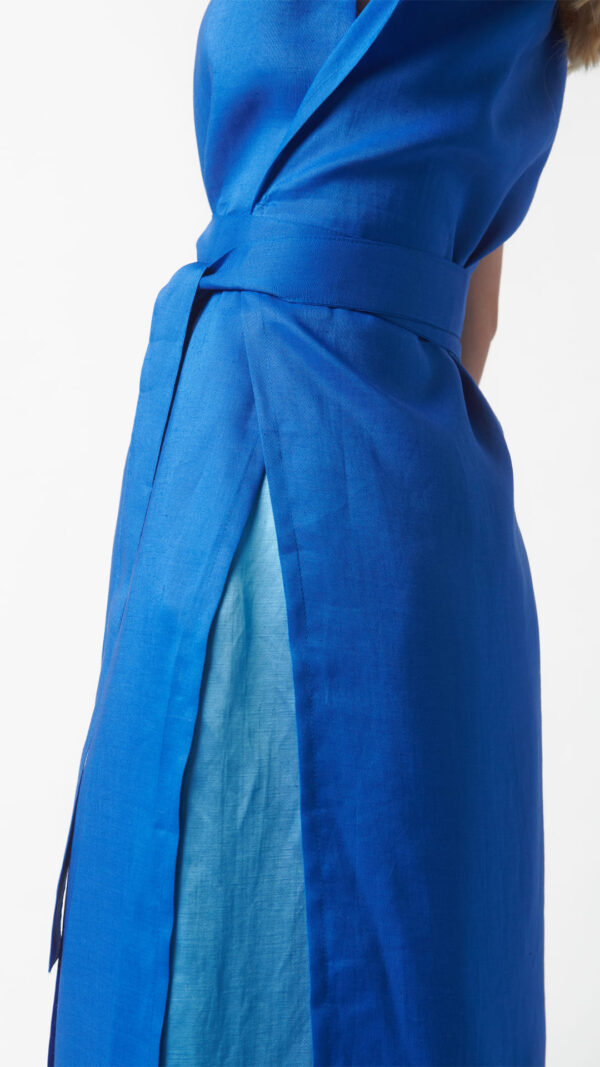 Abito Kimono blu zaffiro lungo - immagine 4