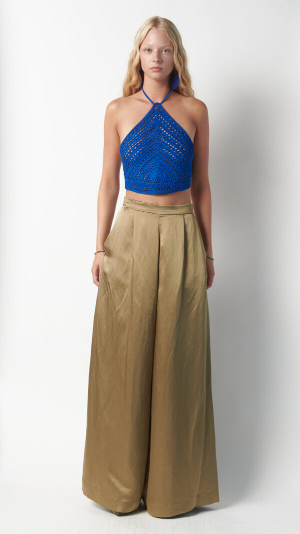 Pantalone a palazzo elegante verde oliva
