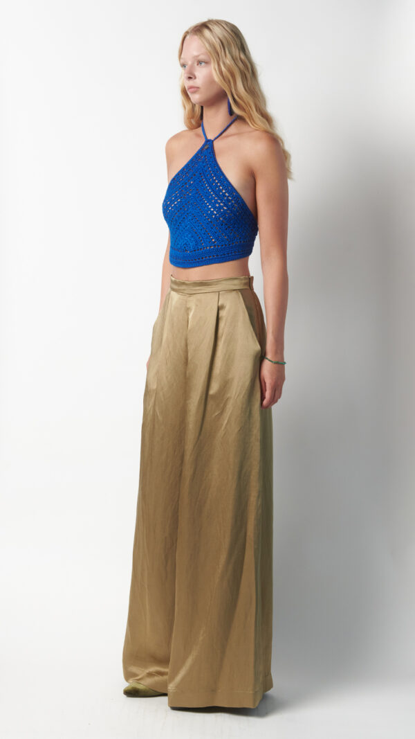Pantalone a palazzo elegante verde oliva - immagine 2