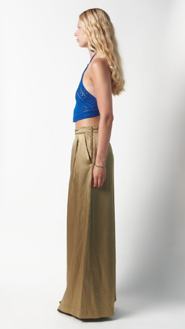Pantalone a palazzo elegante verde oliva - immagine 3