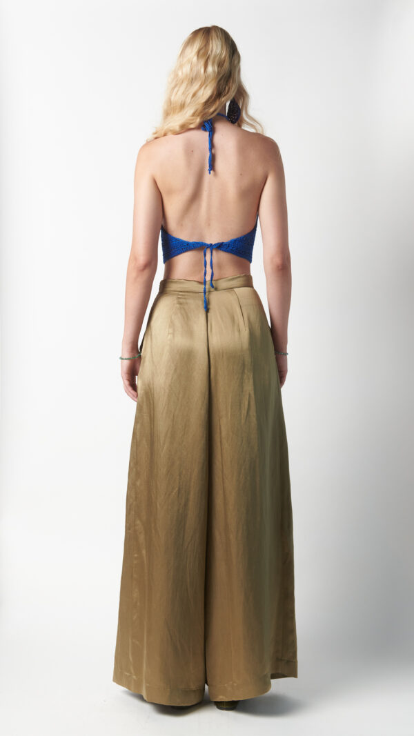 Pantalone a palazzo elegante verde oliva - immagine 4
