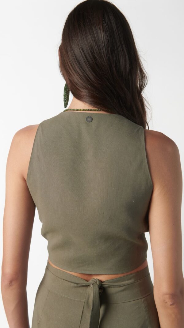 Top con nodo verde oliva - immagine 3