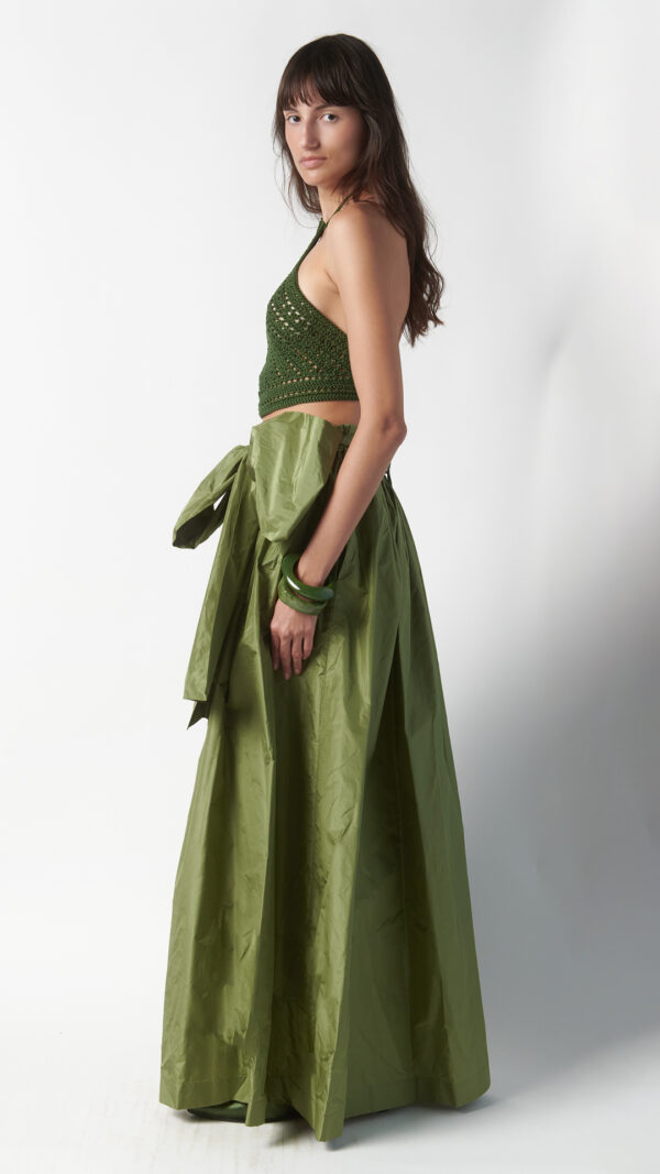 Gonna ampia elegante verde oliva - immagine 2