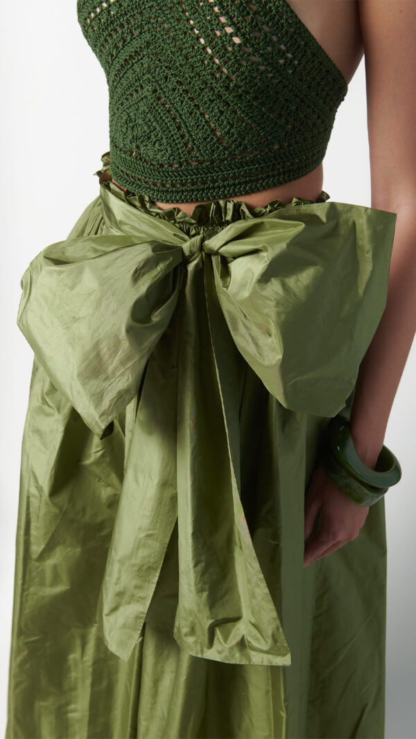 Gonna ampia elegante verde oliva - immagine 4