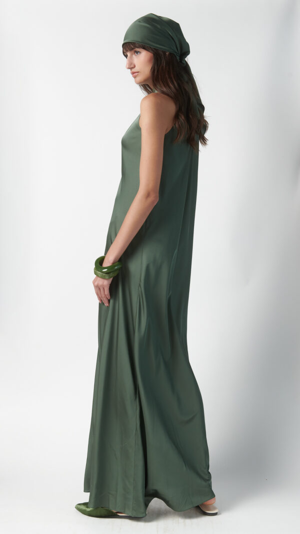 Abito a trapezio elegante verde oliva - immagine 3