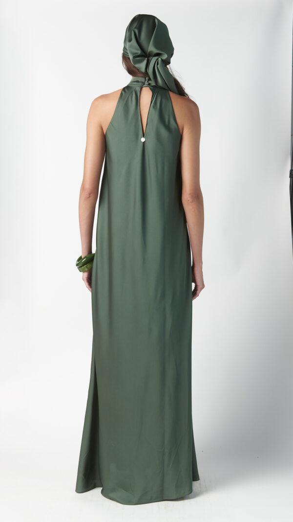Abito a trapezio elegante verde oliva - immagine 4