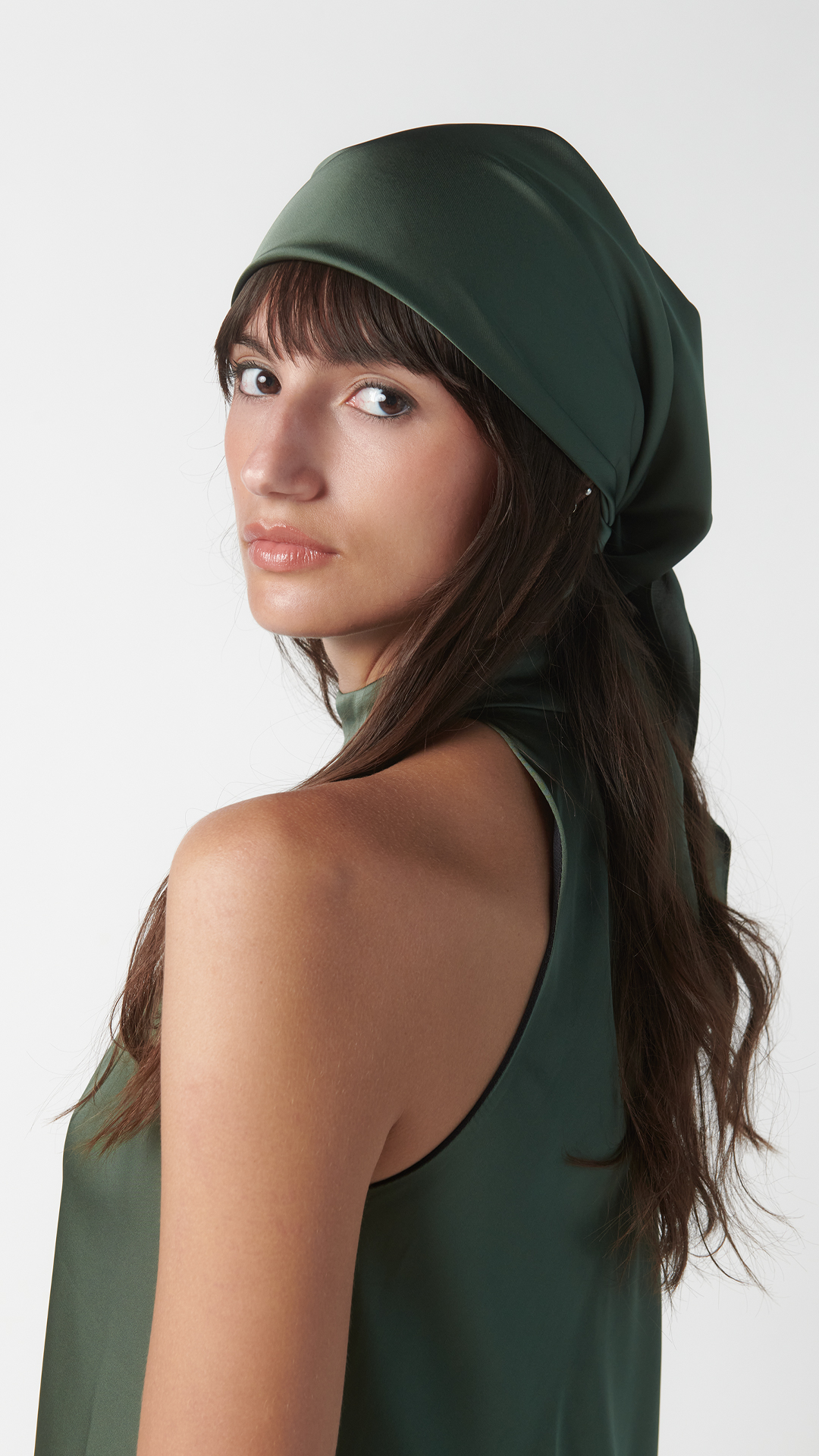 foulard in seta verde oliva