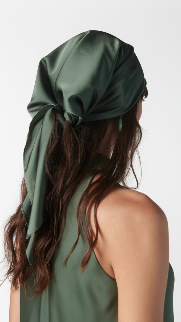 Foulard in seta verde oliva - immagine 4