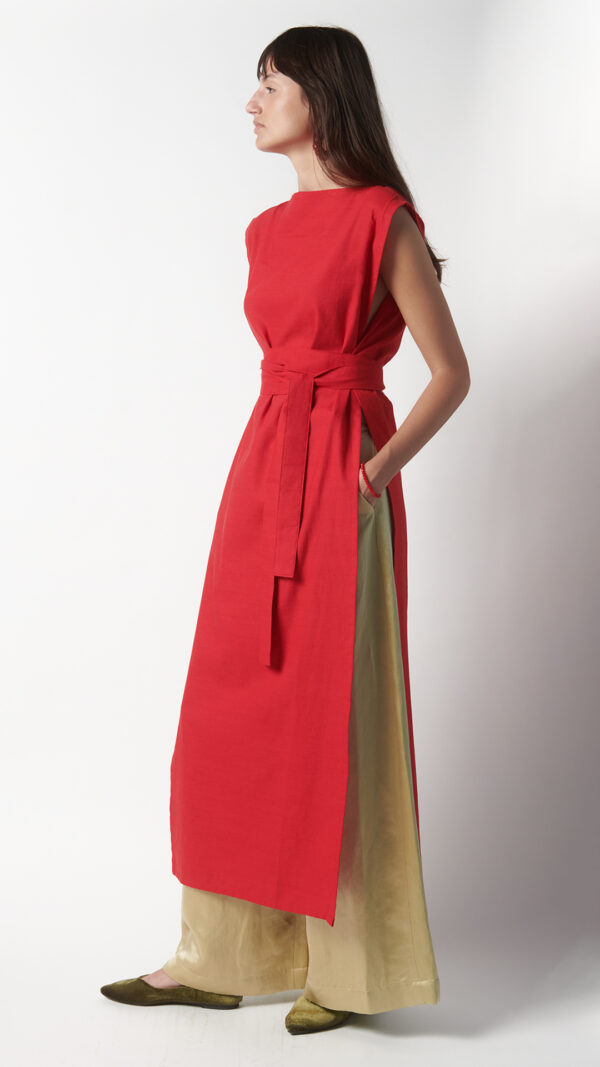 Abito Kimono rosso lungo - immagine 2
