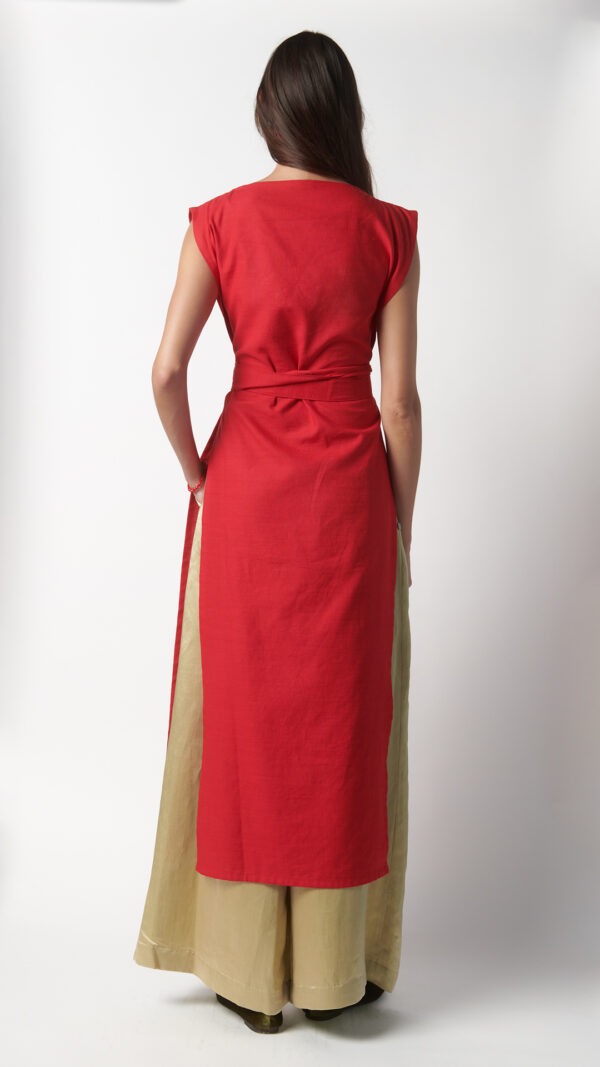 Abito Kimono rosso lungo - immagine 3