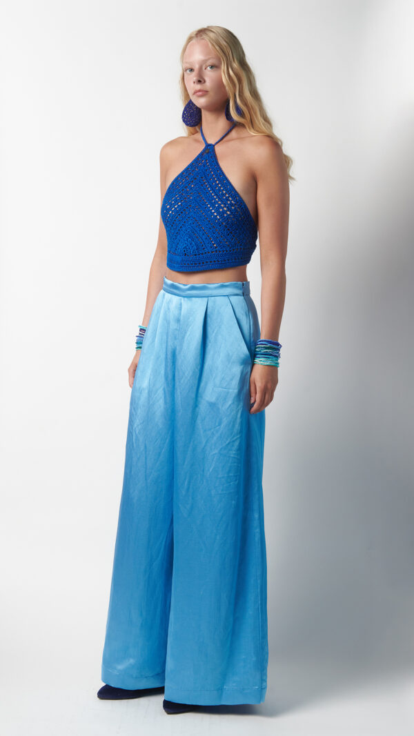 Pantalone a palazzo elegante blu navy - immagine 2