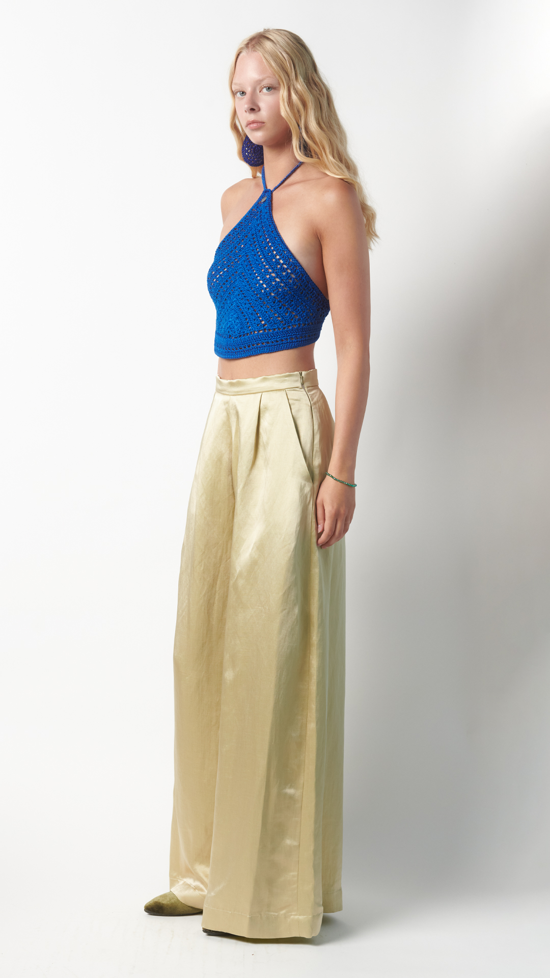 Pantalone a palazzo elegante verde lime