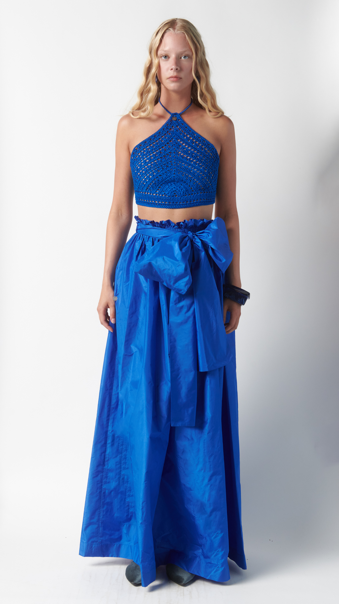 gonna ampia elegante blu zaffiro