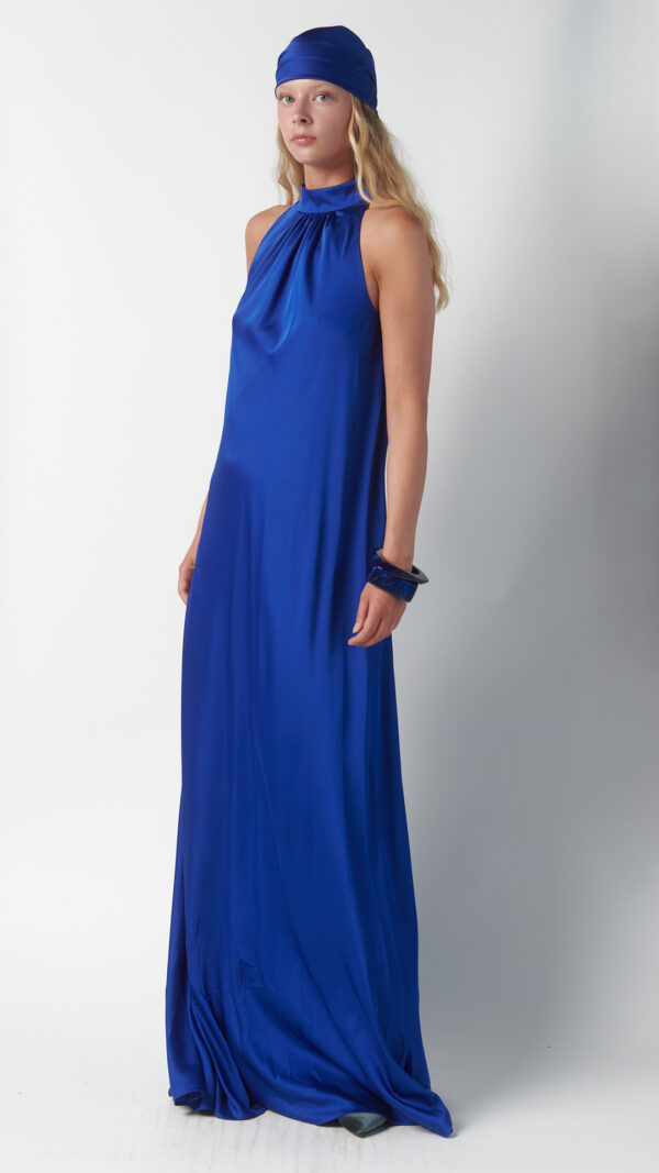 Abito a trapezio elegante blu zaffiro - immagine 2