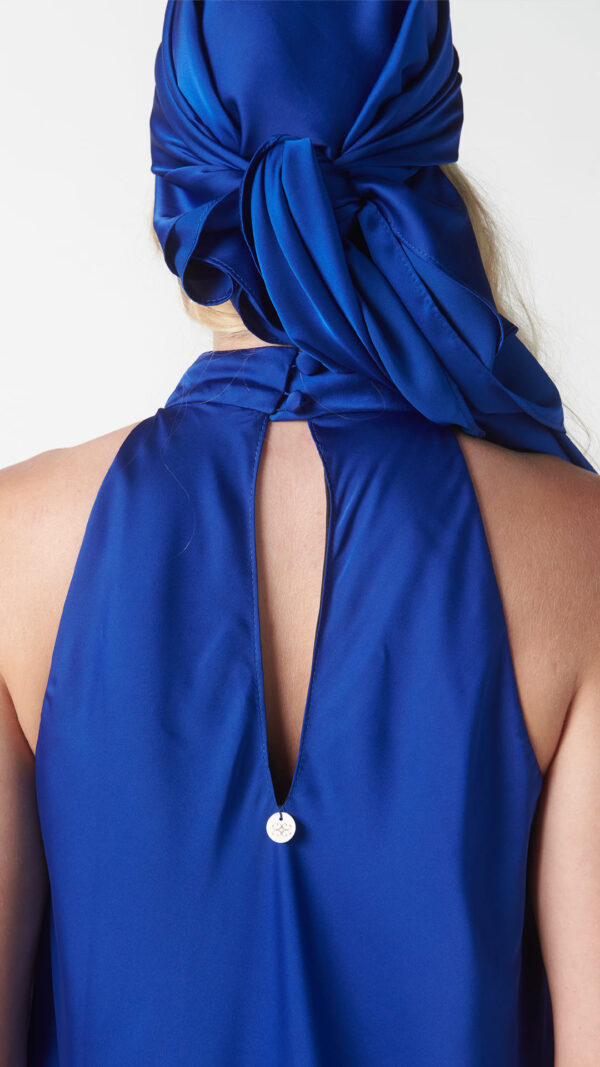 Abito a trapezio elegante blu zaffiro - immagine 4